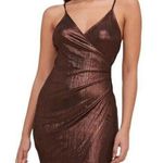 ASTR The Label Clarissa Dress Womens M Brown Bronze Metallic Cocktail Glamour Photo 0