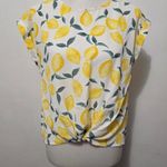 Hippie Rose  Lemon Print Twist Front Blouse Size Small Photo 1