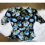 Banana Republic Ecovero Black Floral Botanical 3/4 Sleeves Wrap Top Sz XS Photo 7