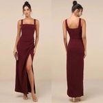 Lulus Rust Red Midi Dress Ruched Bodycon Tank Sleeveless Party Cocktail L Size L Photo 1