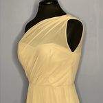 Birdy Grey Chiffon Taupe Kira Grecian One Shoulder Gown Size Medium Photo 6