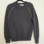 Tory Burch Charcoal Gray Trudy Chain Embellished Merino Wool Sweater Photo 0