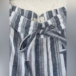 Per Se  LINEN BLEND BEACHY NAVY/GREY/WHITE STRIPED WIDE LEG CAPRI PANTS; size 3X Photo 1