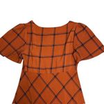 Modcloth Orange Plaid Flutter Sleeve V Neck Midi Dress Womens M Photo 13