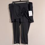 Athleta NWT  Cuteness 2 in 1 Capri size XL tall black ruched crop Photo 1