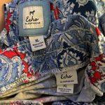 Echo Sleepwear Size XL Two Piece Pajama Set Pockets Racerback Tank Boho Print Blue Photo 2