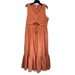 American Eagle  Maxi Dress Size XXL Cotton Peach Cut Out V Neck Boho Summer Photo 1