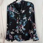 White House | Black Market  Women’s 10 Black Floral Top Blouse Photo 0