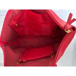 Joy Mangano Red Leather Tote Shoulder Travel Bag w/ Small Cosmetic Bag Inside Photo 3