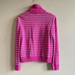 St. John Hot Pink Stripe Collared Full Zip Up Swea Photo 3