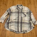 Free People Oversized Plaid Long Sleeve Shirt - blue and white Photo 1