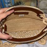 Sézane Isabelle Raffia Embroidered Daisy Bag Chain Flowers Cream White EUC Photo 5