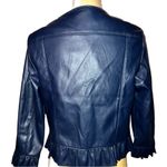 Catherine Malandrino Catherine’s Malandrino navy blue faux leather zip up ruffled jacket..new! Photo 5
