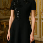 Valentino Garavani Valentino Black Embellished Short Crepe Couture Dress Size 14 Photo 0