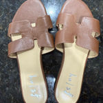 French Sole Alibi Slide Sandal Brown Leather 9.5 Photo 0