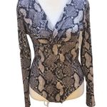 H&M Gray Snakeskin Print One Piece Onesie V-Neck Long Sleeve Bodysuit Photo 0