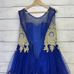 Tulle Prom Homecoming Dress Blue & Gold High Neck Tank Above Knee Length Size 4 Photo 7