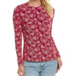 Rebecca Taylor  Monarch Fleur Essential Long Sleeve Tee Crimson Stripe XS Photo 0