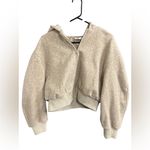 ZARA  small cropped‎ Tan Zip-Up Hoodie Photo 8