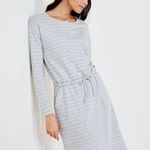 Talbots Haven Well Within Grey & Blue Stripe Cinched Waist T-Shirt Dress Photo 0