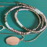 Loft New 2 - Piece Demure Minimalist Silver Tone and Multi-Color Bead Necklace Photo 0