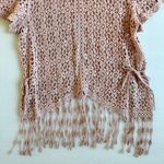 Crochet Pink Knit Off Shoulder Festival Top Size Small Photo 5