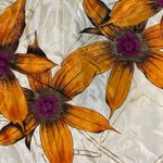 Anne Klein Silk Square Scarf Orange Flowers Gold Accent Made for Vera 1980 NWT Photo 7