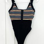 Everlast Vintage Large Black Multicolor Stripe Square Neck Tank Bodysuit Photo 0