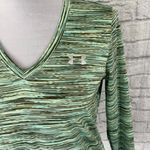 Under Armour Woman S v-neck Longsleeve green multi color stripe athletic top Photo 1