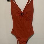 Kona Sol  Terracotta ribbed One Piece Bathing Suit Women’s medium ring front Photo 0