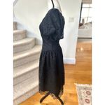 Vintage Black Lace Drop Waist Puffed Sleeve Dress Romantic Victorian Milk Maid Photo 2