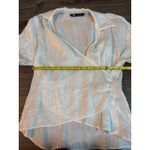 ZARA White Sheer Ruched Wrap Blouse Long Sleeve Shirt Top Womens Size S Photo 5
