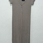 ATM Womens Stretch Short Sleeve Modal Ribbed Midi Dress Size Small Gray Photo 0