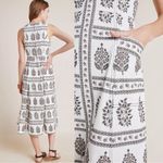 Anthropologie • Woodblock Midi Dress cream brown floral print stretch twill Photo 10