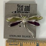 Sterling Silver New 21st And Stone  Dragonfly Brooch Photo 2