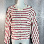 ZARA  Striped Textured Knit Cropped Sweater Long Sleeve Women's Size L Photo 0