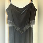 Vintage Patra Black Velvet Beaded Fringe Mesh Paneled Flapper Maxi Dress 10 Photo 1
