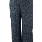 ZARA Woman Navy Blue Floral Lace High Rise Cropped Wide Leg Trouser Pants Size S Photo 2