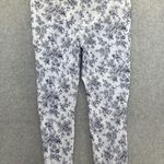 Mario Serrani  Italy Women's White Floral Pants Size 12 Faux Front Pockets Photo 1
