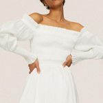 All Saints Lary White Linen Silk Shoulder Long Sleeve Slit Midi Dress Size 6 Photo 3