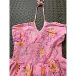 Love Shack Fancy  Aqua Pink Floral Ruffle Halter Dress Womens Size Small Photo 3