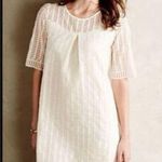 Maeve  Anthropologie Cream Overlay Weave Dress Short Sleeve Size M Photo 1