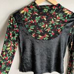 Free People  Intimately Floral Mesh Velvet Mix Top Sheer Holiday Holly sz S Photo 4