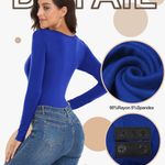 Amazon JUEYUN Women's Square Neck Short Sleeve Bodysuit Slim Fit Sexy Body Suit Photo 4