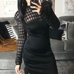 Balmain Black Mesh Harlequin Long Sleeve Mini Dress Photo 2