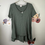 Postmark from Anthropologie Short Sleeve Green Henley Top Photo 0