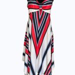 Xian Xian Women Striped Empire Waist Spaghetti Strap Handkerchief Slip Dress L Photo 2