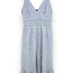 Simplee blue eyelet lace dress cami button front tiered ruffle scalloped hem S Photo 0