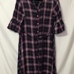 Isabel Maternity  Purple Plaid Button Shirt Dress Womens M Knee Length Preppy Photo 2