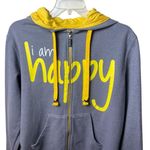 Peace Love World I am Happy Graphic Zip Up Hoodie Photo 1